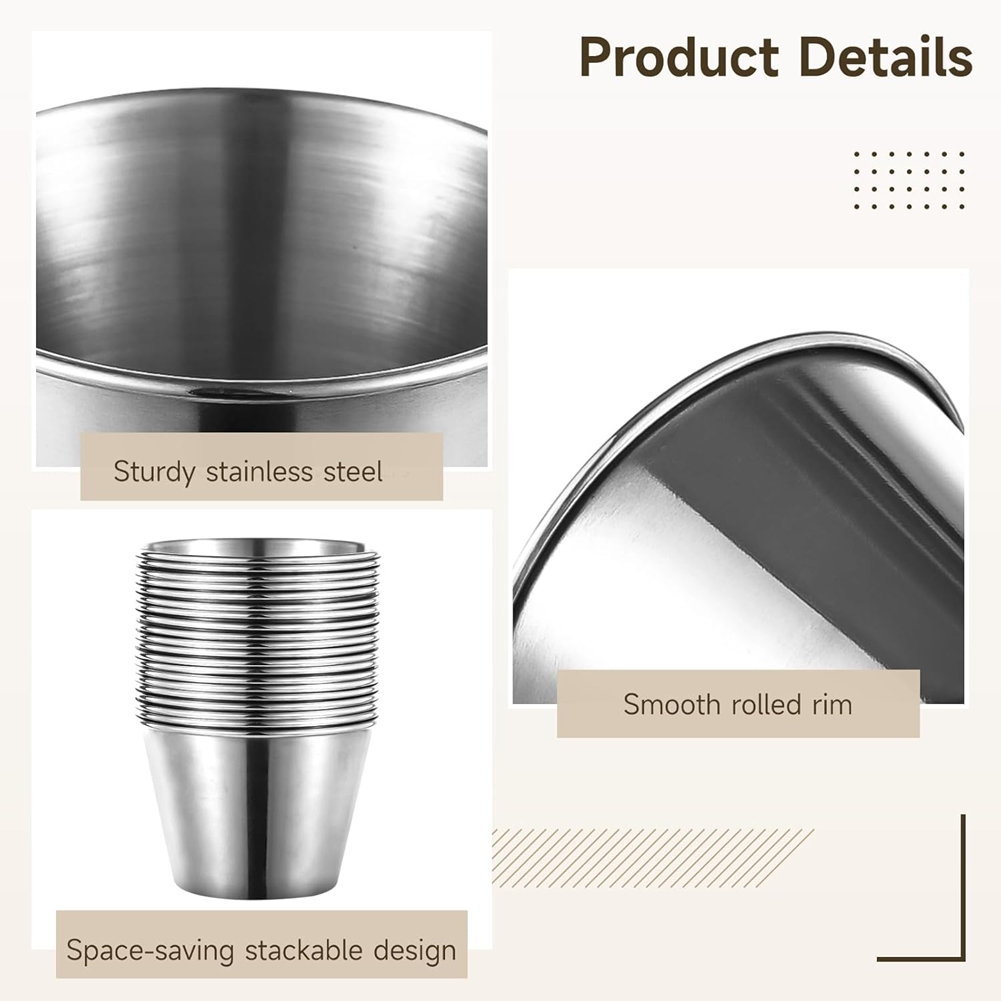 Sauce Dipping Cup - J1UL1N, 60 Stück, Saucenschalen aus Edelstahl,